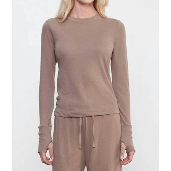 ENZA COSTA Tops - NEW ENZA COSTA cashmere easy cuff crew top in walnut